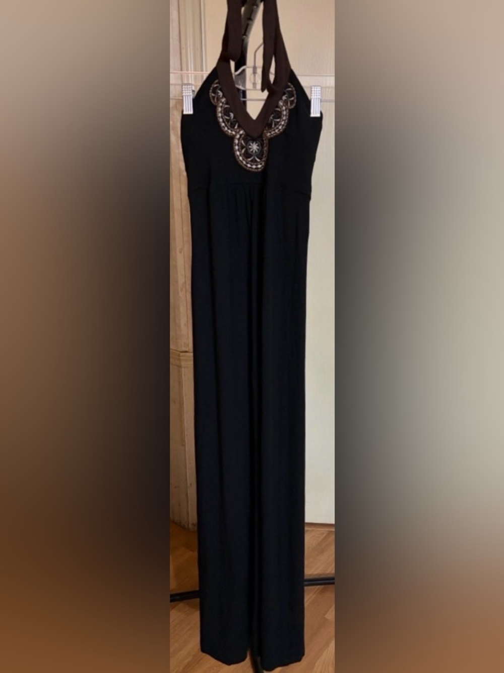 Tommy Bahama Black Embellished Halter Maxi Dress | XS